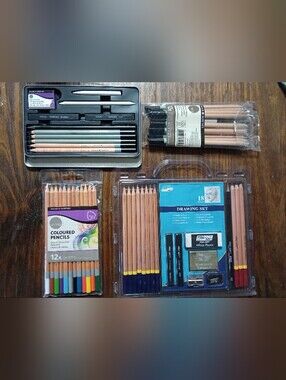 Assorted Sketching & Drawing Sets - Colored, Charcoal, Graphite Like New
